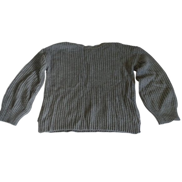 Time and Tru Grey Sweater Women Size M 8-10 Boat Neck Long Sleeve Button Accent - Picture 4 of 11